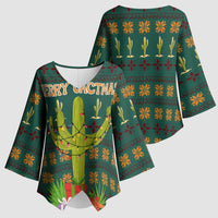 Cactus Gifts Christmas Kimono Sleeve Blouse Xmas Holiday Patterns - Wonder Print Shop