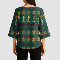 Cactus Gifts Christmas Kimono Sleeve Blouse Xmas Holiday Patterns - Wonder Print Shop
