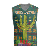 Cactus Gifts Christmas Knitted V-Neck Vest Xmas Holiday Patterns - Wonder Print Shop