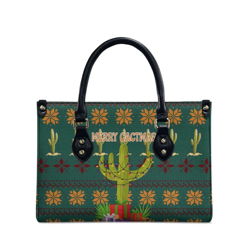 Cactus Gifts Christmas Leather Bag Xmas Holiday Patterns - Wonder Print Shop