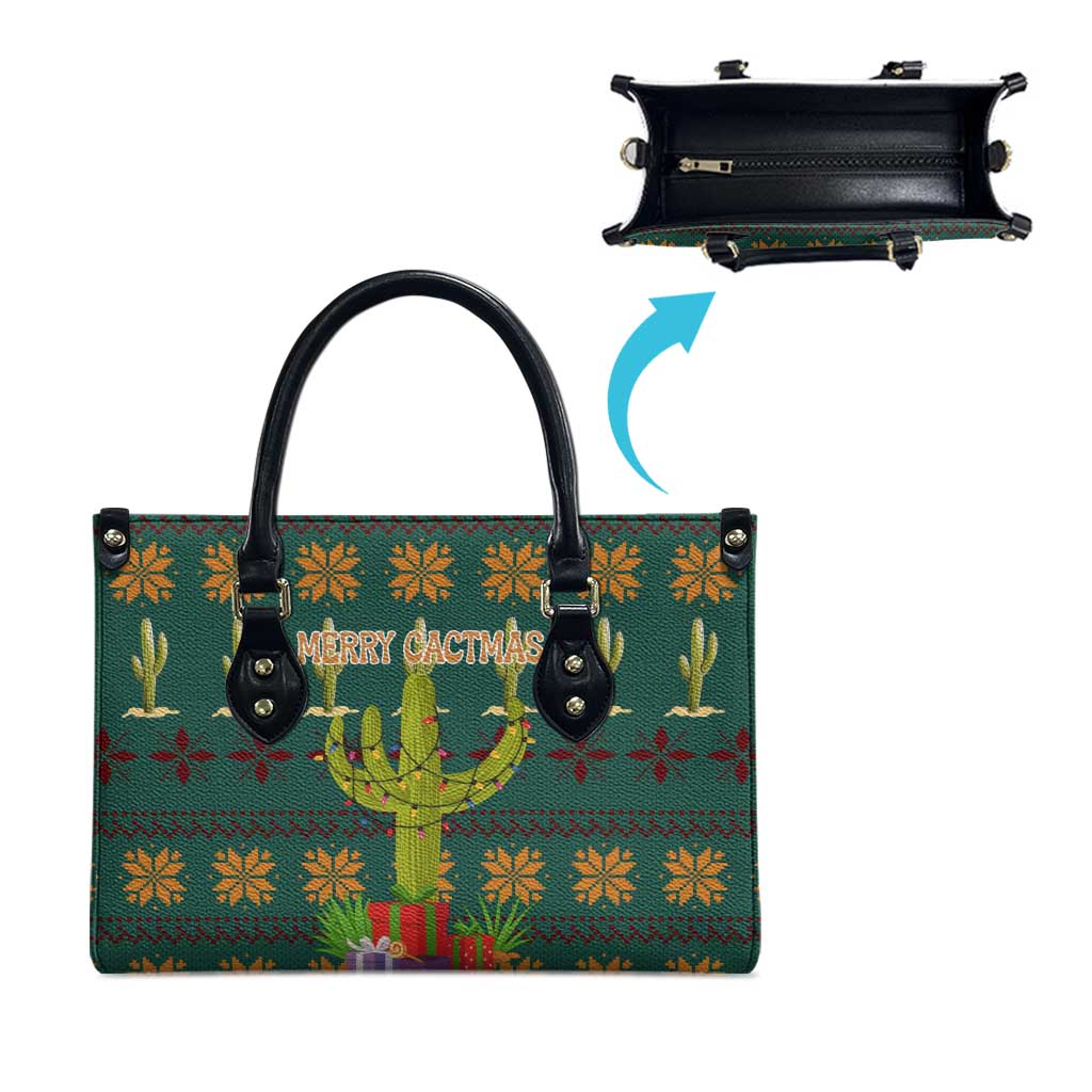 Cactus Gifts Christmas Leather Bag Xmas Holiday Patterns - Wonder Print Shop