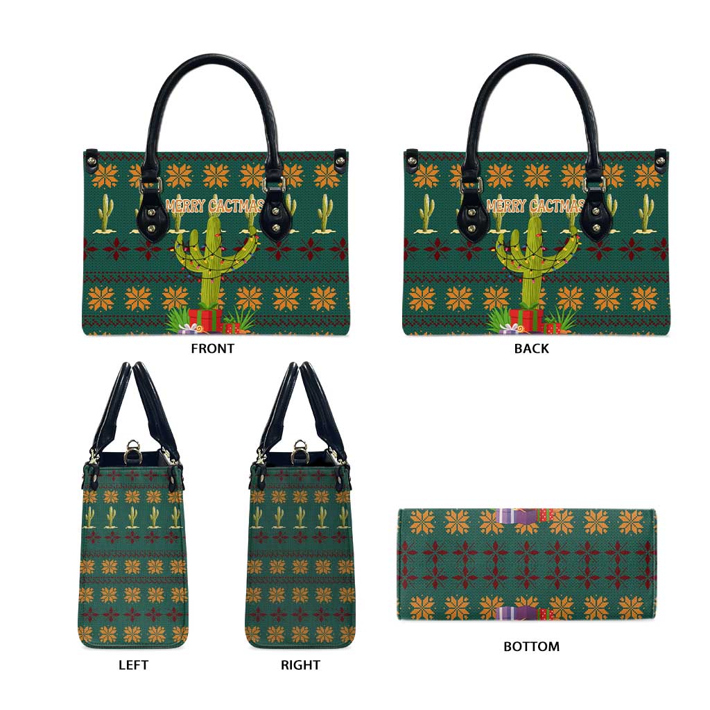 Cactus Gifts Christmas Leather Bag Xmas Holiday Patterns - Wonder Print Shop