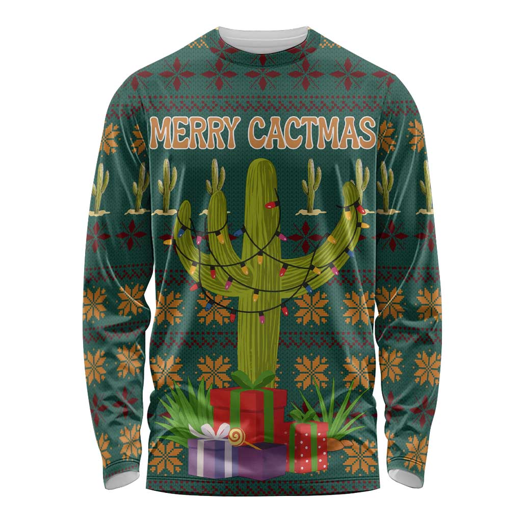 Cactus Gifts Christmas Long Sleeve Shirt Xmas Holiday Patterns - Wonder Print Shop