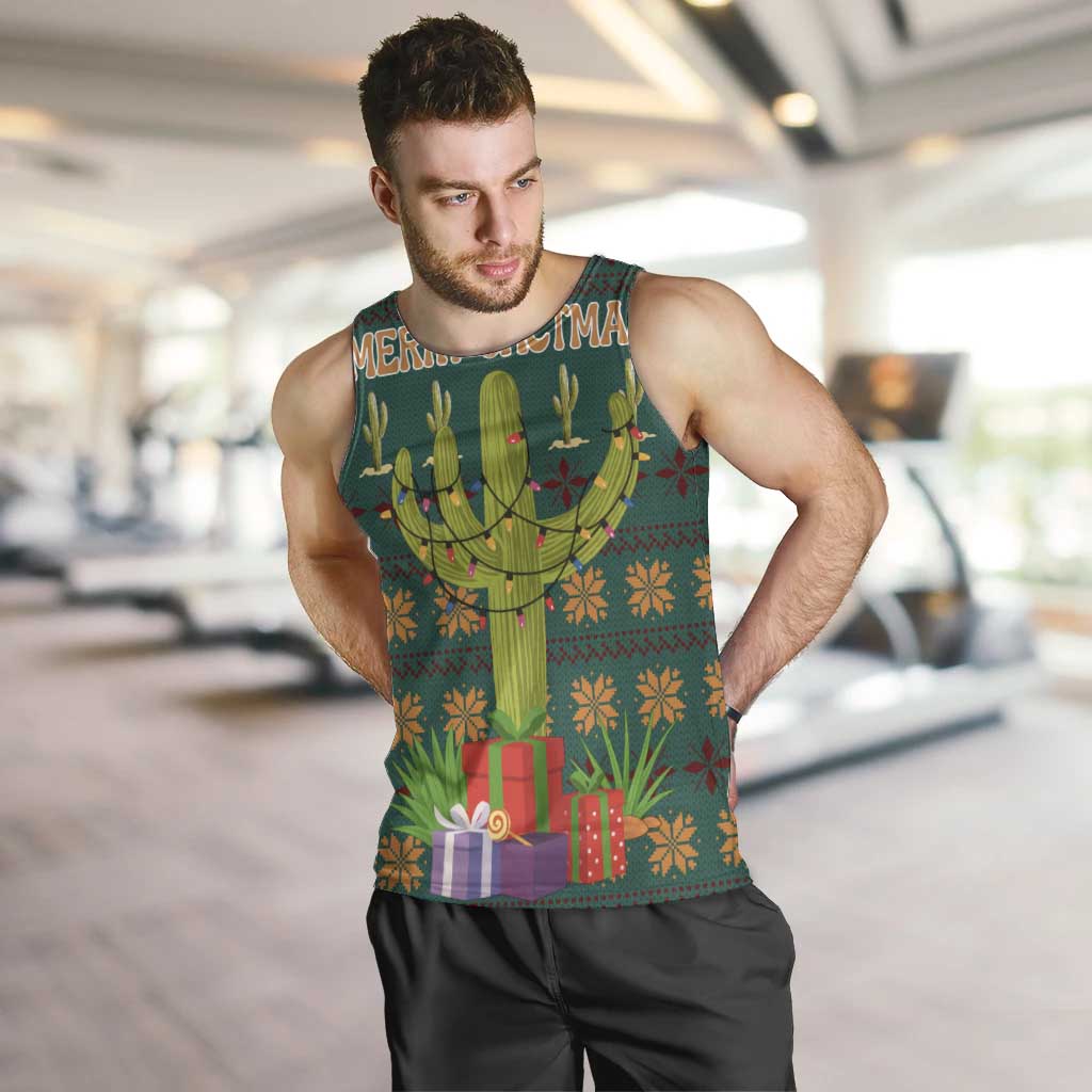 Cactus Gifts Christmas Men Tank Top Xmas Holiday Patterns - Wonder Print Shop