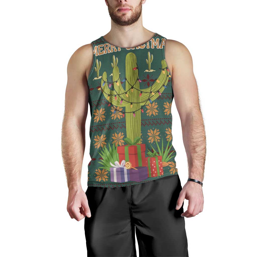 Cactus Gifts Christmas Men Tank Top Xmas Holiday Patterns - Wonder Print Shop