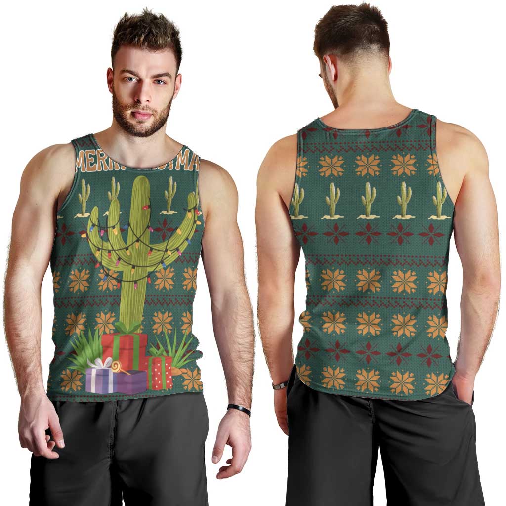 Cactus Gifts Christmas Men Tank Top Xmas Holiday Patterns - Wonder Print Shop