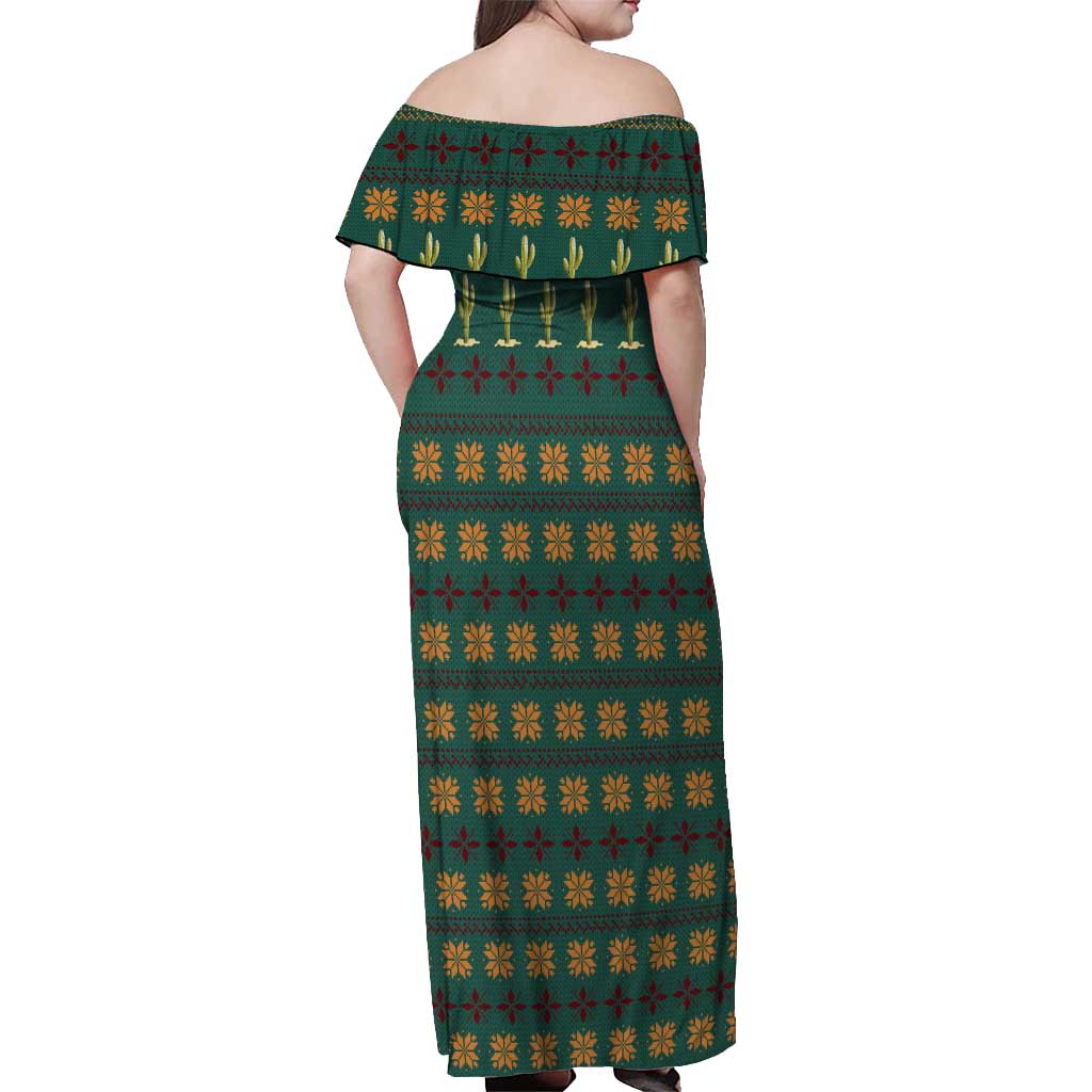Cactus Gifts Christmas Off Shoulder Maxi Dress Xmas Holiday Patterns - Wonder Print Shop