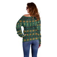 Cactus Gifts Christmas Off Shoulder Sweater Xmas Holiday Patterns - Wonder Print Shop