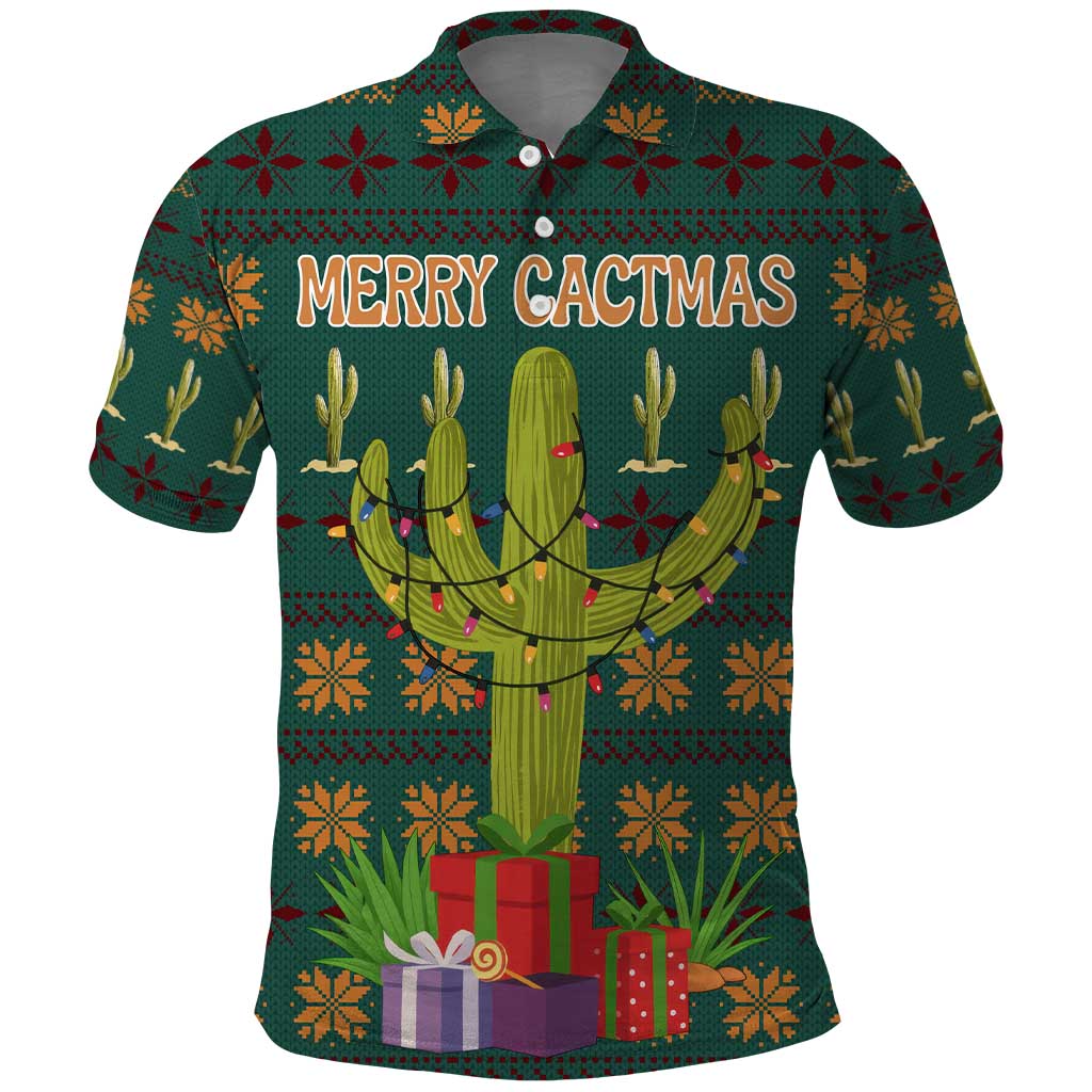 Cactus Gifts Christmas Polo Shirt Xmas Holiday Patterns - Wonder Print Shop