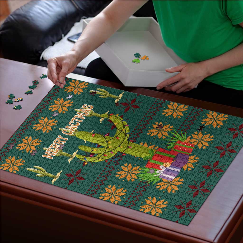 Cactus Gifts Christmas Puzzle Xmas Holiday Patterns - Wonder Print Shop