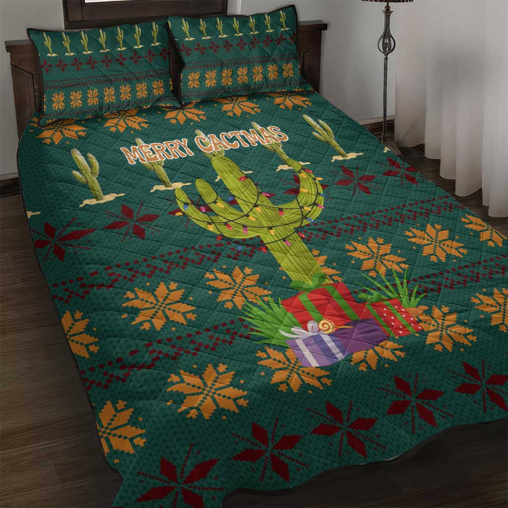 Cactus Gifts Christmas Quilt Bed Set Xmas Holiday Patterns - Wonder Print Shop