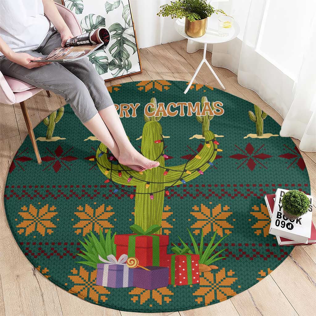 Cactus Gifts Christmas Round Carpet Xmas Holiday Patterns - Wonder Print Shop