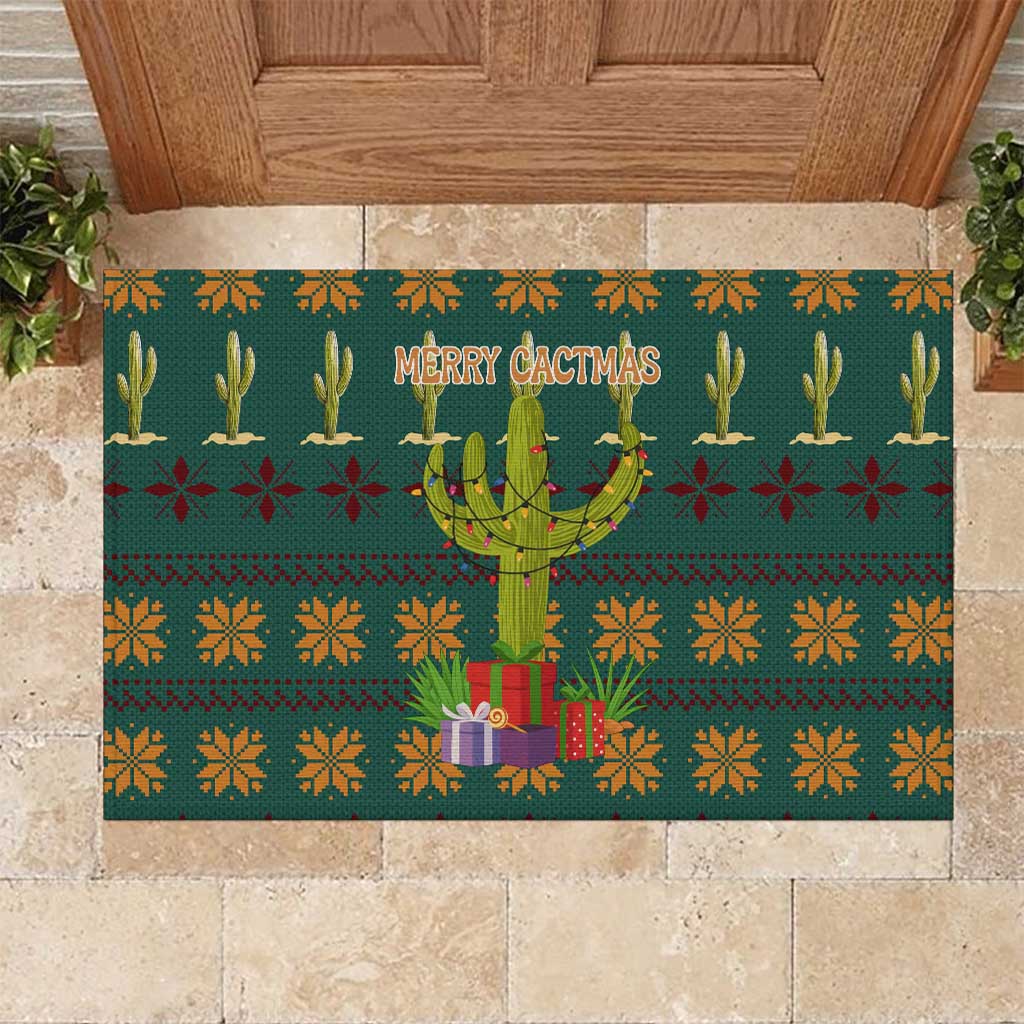 Cactus Gifts Christmas Rubber Doormat Xmas Holiday Patterns - Wonder Print Shop