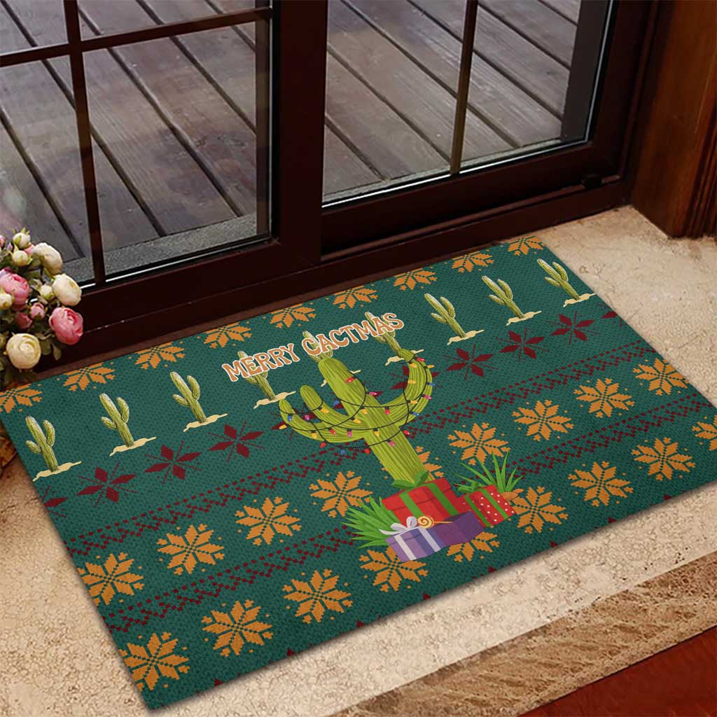 Cactus Gifts Christmas Rubber Doormat Xmas Holiday Patterns - Wonder Print Shop