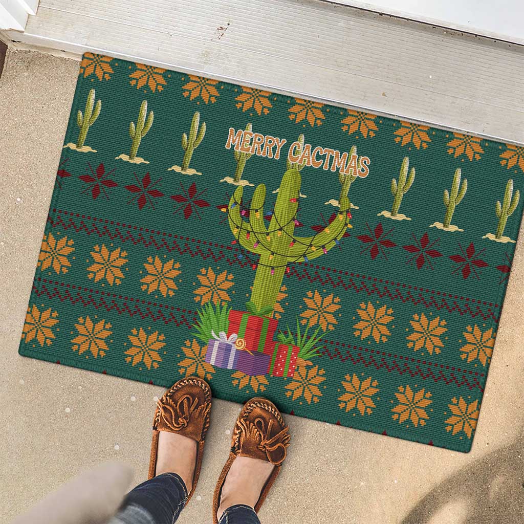 Cactus Gifts Christmas Rubber Doormat Xmas Holiday Patterns - Wonder Print Shop