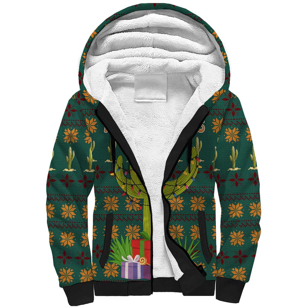 Cactus Gifts Christmas Sherpa Hoodie Xmas Holiday Patterns - Wonder Print Shop