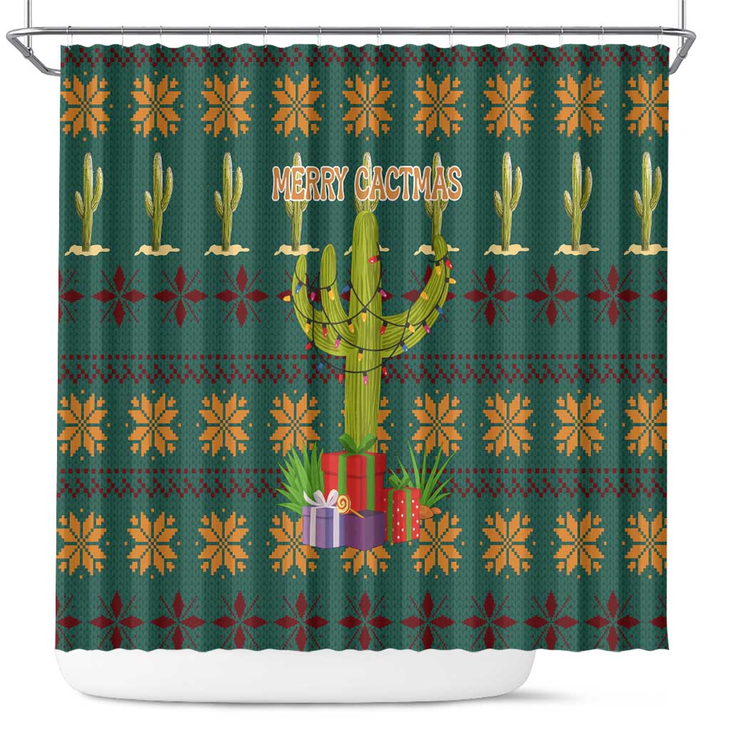 Cactus Gifts Christmas Shower Curtain Xmas Holiday Patterns - Wonder Print Shop