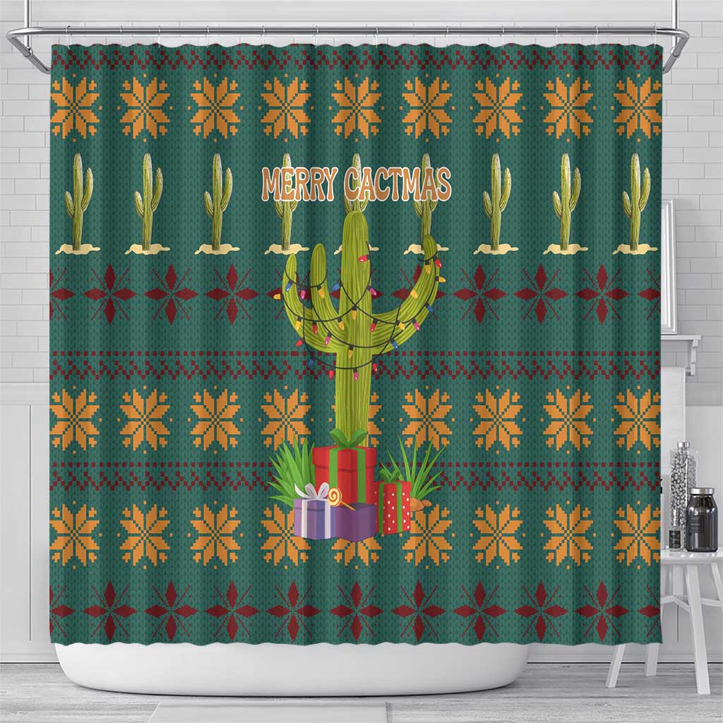 Cactus Gifts Christmas Shower Curtain Xmas Holiday Patterns - Wonder Print Shop