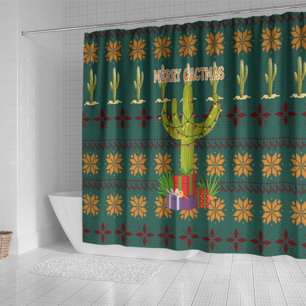 Cactus Gifts Christmas Shower Curtain Xmas Holiday Patterns - Wonder Print Shop