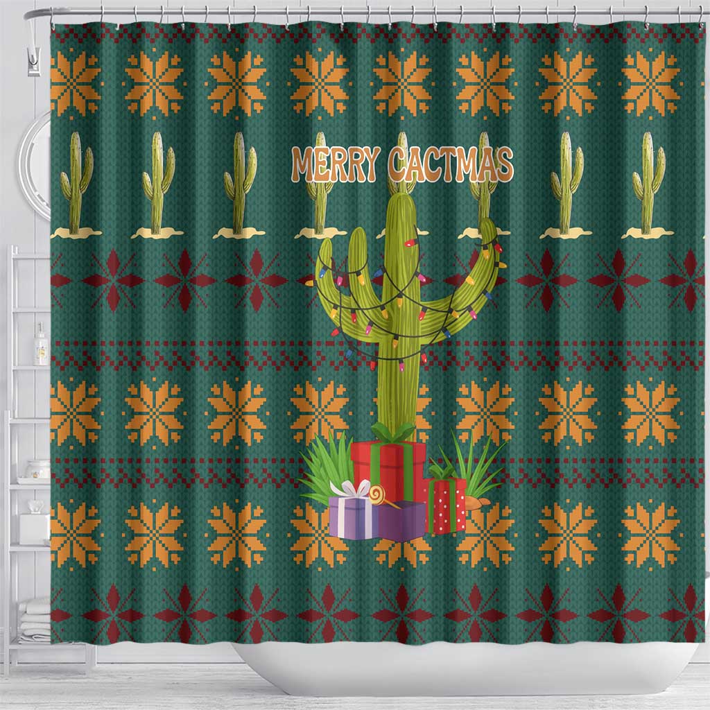 Cactus Gifts Christmas Shower Curtain Xmas Holiday Patterns - Wonder Print Shop