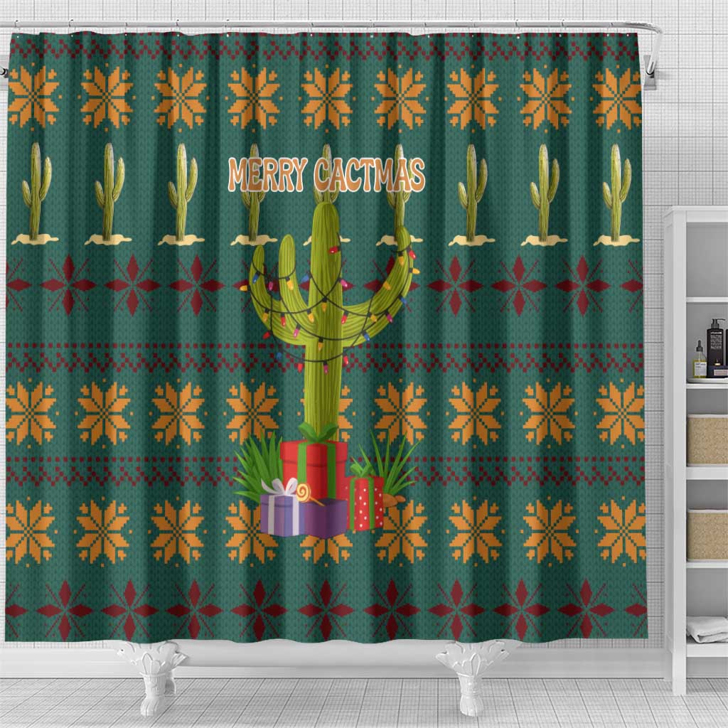 Cactus Gifts Christmas Shower Curtain Xmas Holiday Patterns - Wonder Print Shop
