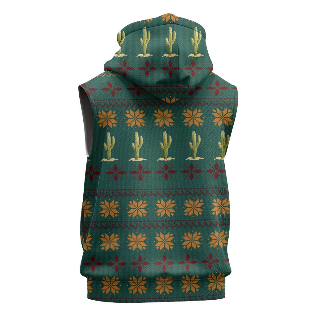Cactus Gifts Christmas Sleeveless Hoodie Xmas Holiday Patterns - Wonder Print Shop