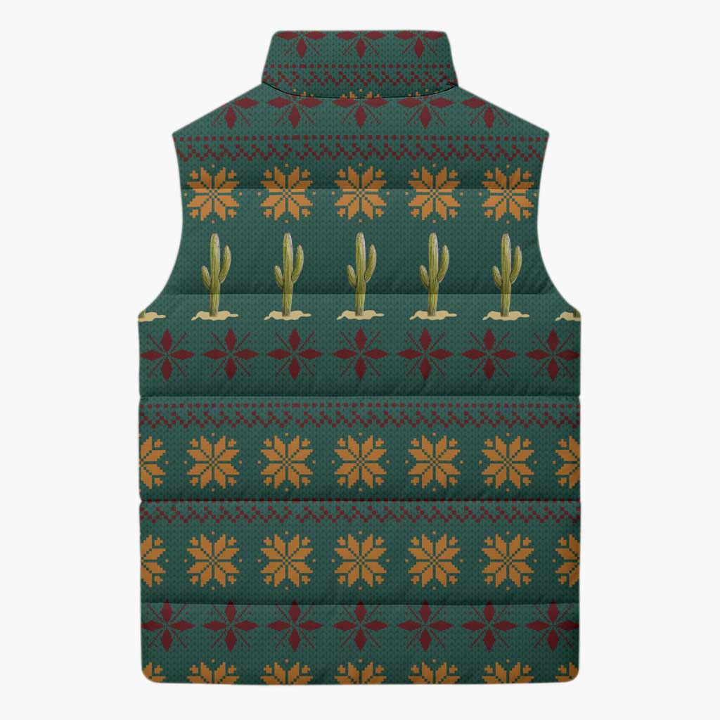 Cactus Gifts Christmas Sleeveless Puffer Jacket Xmas Holiday Patterns - Wonder Print Shop