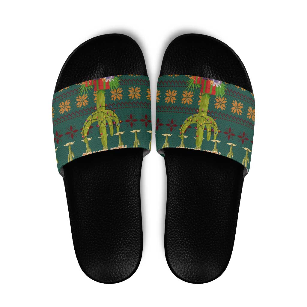 Cactus Gifts Christmas Slide Sandals Xmas Holiday Patterns - Wonder Print Shop
