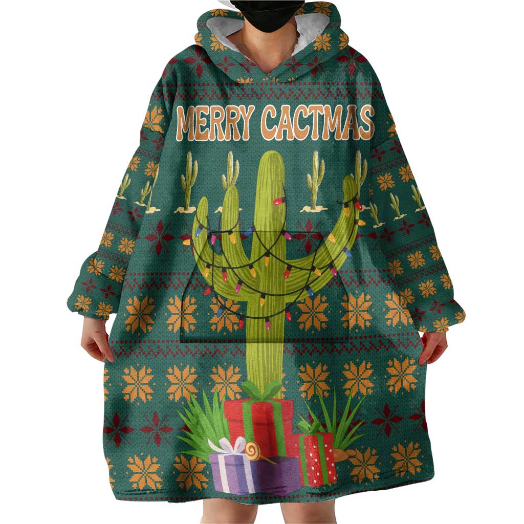 Cactus Gifts Christmas Wearable Blanket Hoodie Xmas Holiday Patterns - Wonder Print Shop