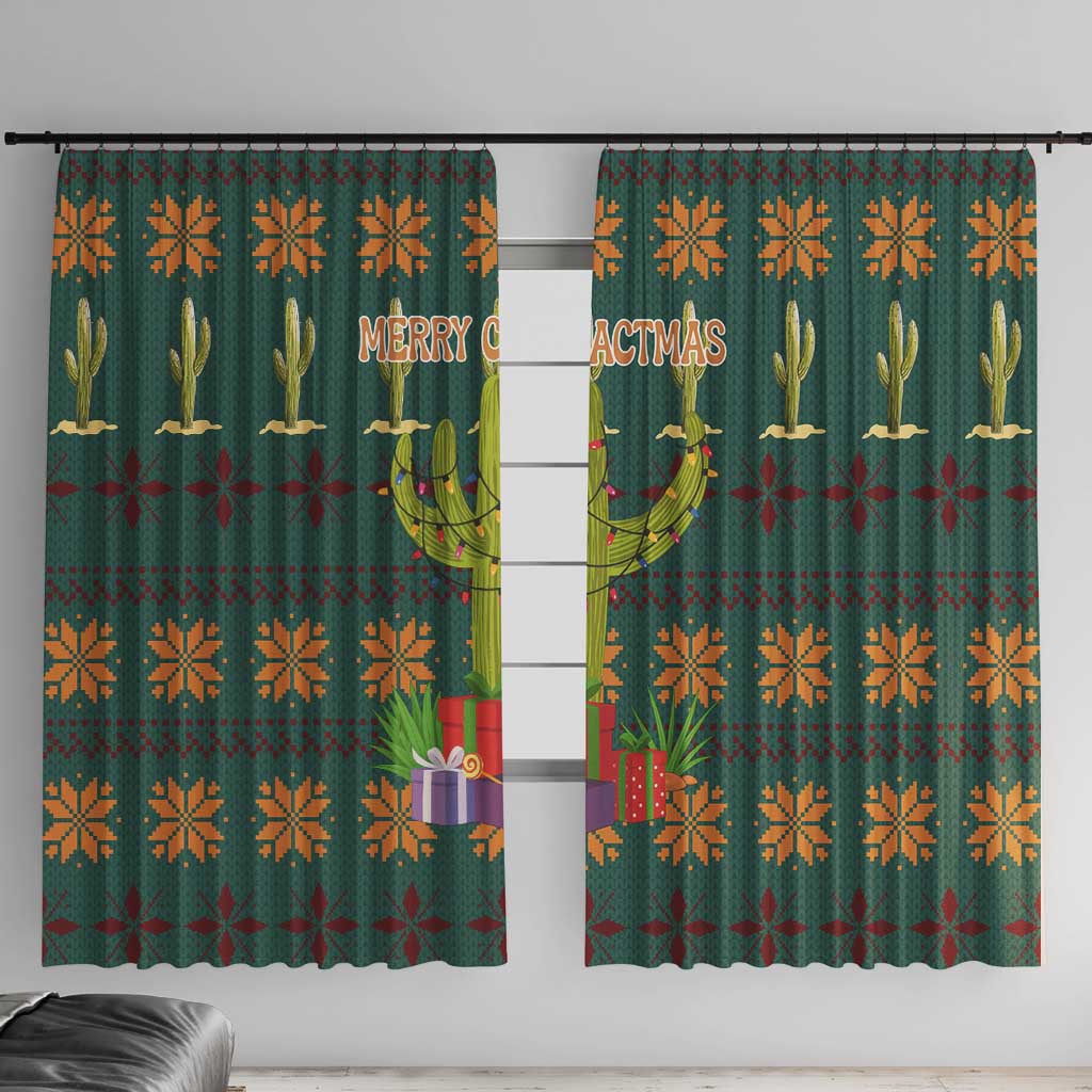 Cactus Gifts Christmas Window Curtain Xmas Holiday Patterns - Wonder Print Shop