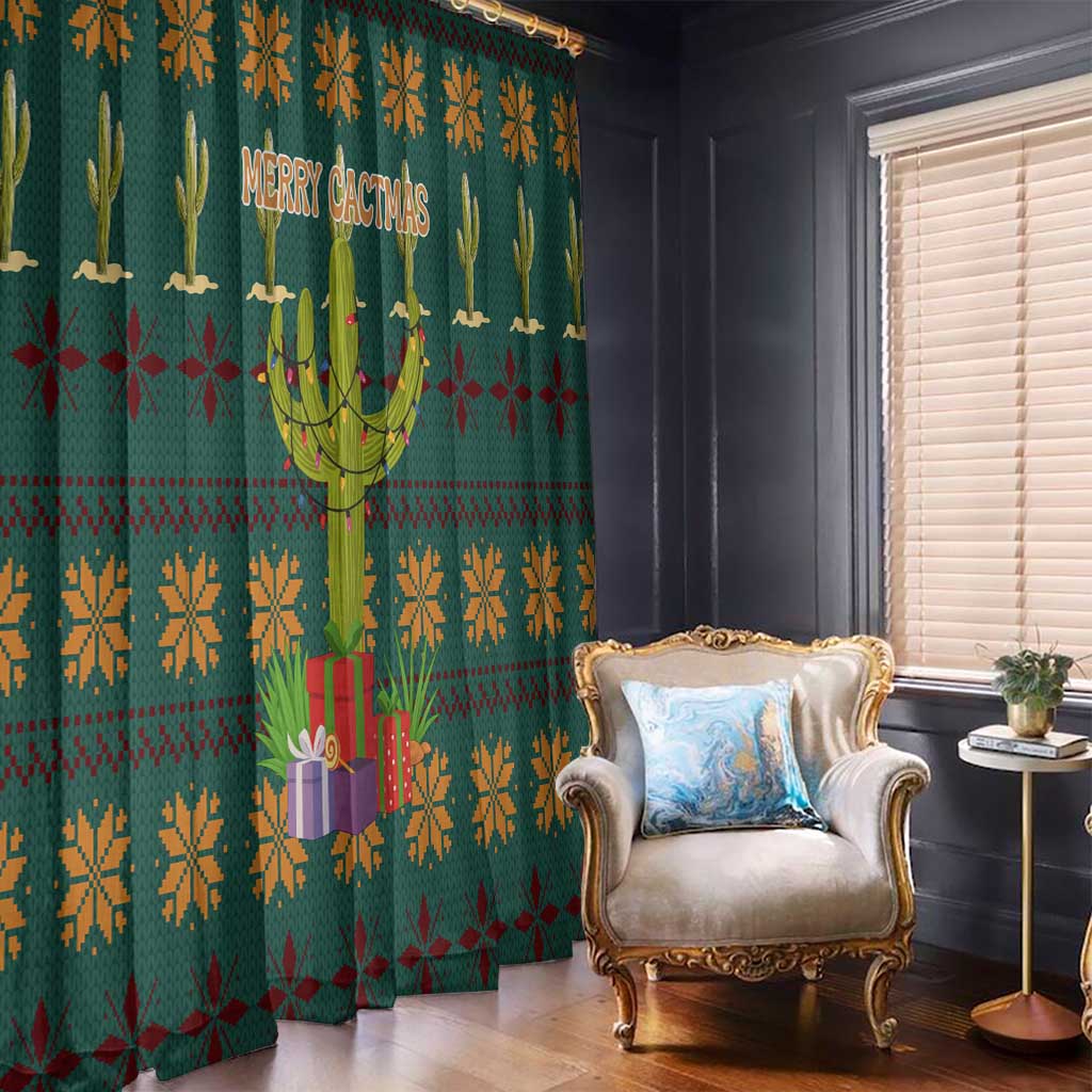Cactus Gifts Christmas Window Curtain Xmas Holiday Patterns - Wonder Print Shop