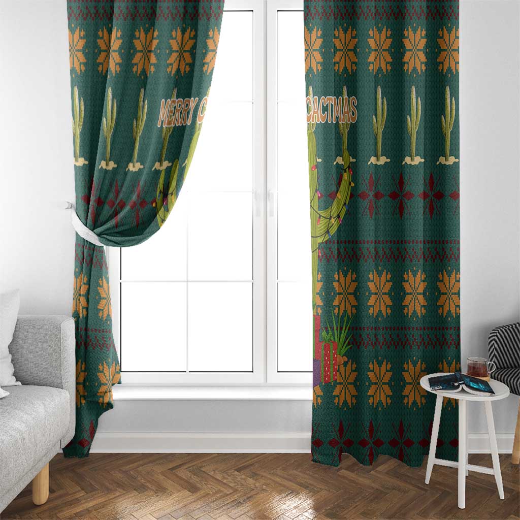 Cactus Gifts Christmas Window Curtain Xmas Holiday Patterns - Wonder Print Shop
