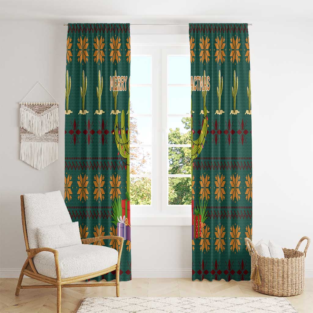Cactus Gifts Christmas Window Curtain Xmas Holiday Patterns - Wonder Print Shop