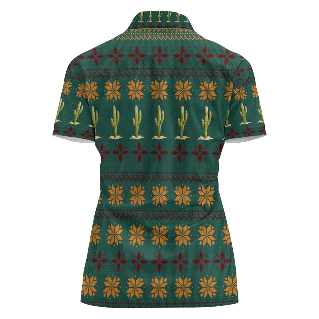 Cactus Gifts Christmas Women Polo Shirt Xmas Holiday Patterns - Wonder Print Shop