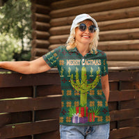 Cactus Gifts Christmas Women Polo Shirt Xmas Holiday Patterns - Wonder Print Shop
