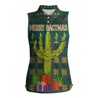 Cactus Gifts Christmas Women Sleeveless Polo Shirt Xmas Holiday Patterns - Wonder Print Shop
