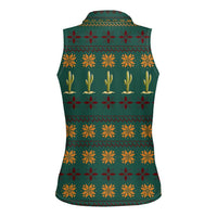 Cactus Gifts Christmas Women Sleeveless Polo Shirt Xmas Holiday Patterns - Wonder Print Shop