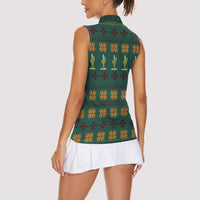 Cactus Gifts Christmas Women Sleeveless Polo Shirt Xmas Holiday Patterns - Wonder Print Shop