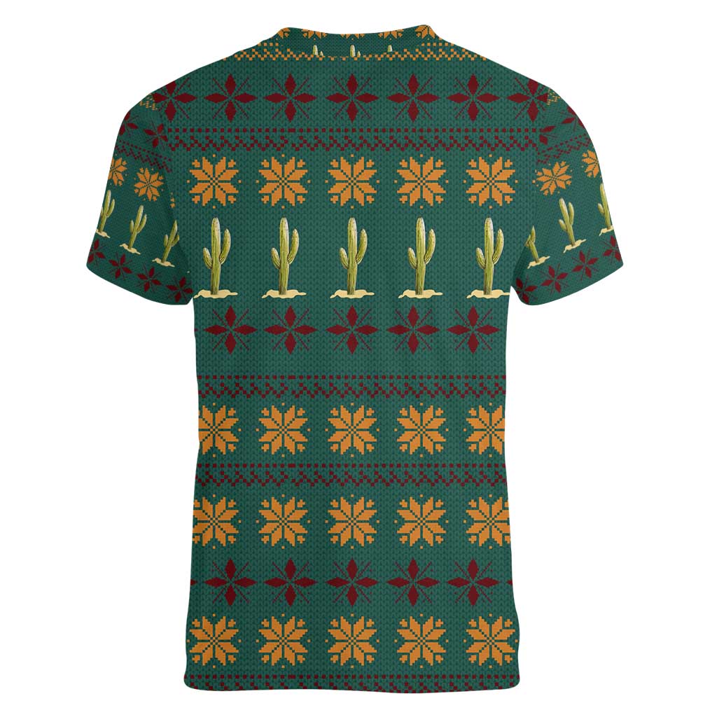 Cactus Gifts Christmas Women V-Neck T-Shirt Xmas Holiday Patterns - Wonder Print Shop