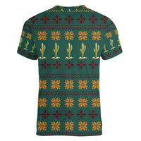 Cactus Gifts Christmas Women V-Neck T-Shirt Xmas Holiday Patterns - Wonder Print Shop