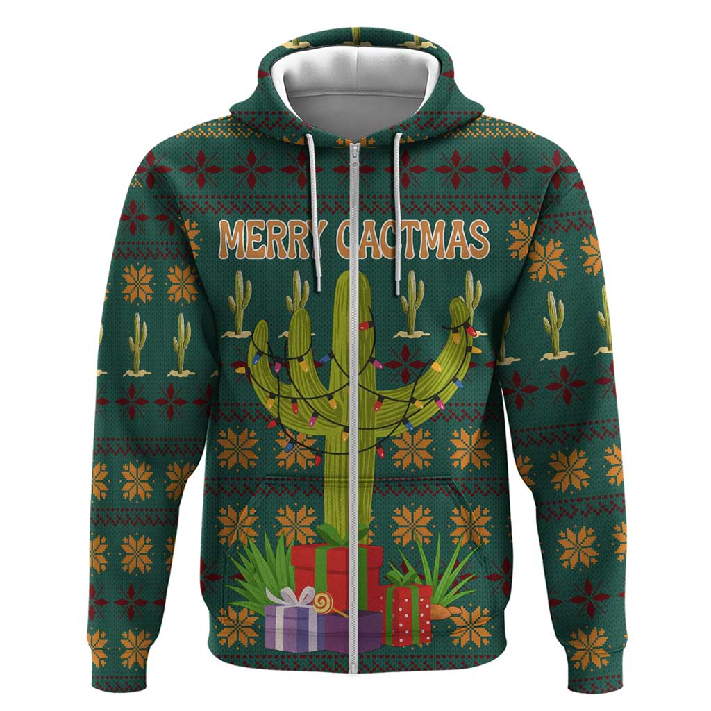 Cactus Gifts Christmas Zip Hoodie Xmas Holiday Patterns - Wonder Print Shop