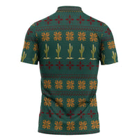 Cactus Gifts Christmas Zipper Polo Shirt Xmas Holiday Patterns - Wonder Print Shop