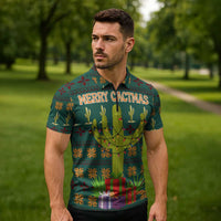 Cactus Gifts Christmas Zipper Polo Shirt Xmas Holiday Patterns - Wonder Print Shop