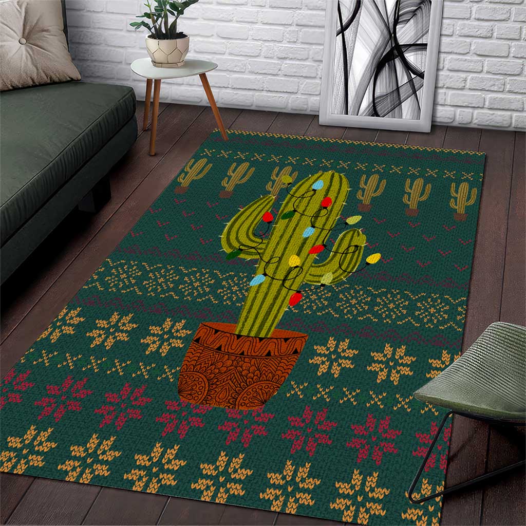 Cactus Christmas Area Rug Xmas Holiday Patterns - Wonder Print Shop