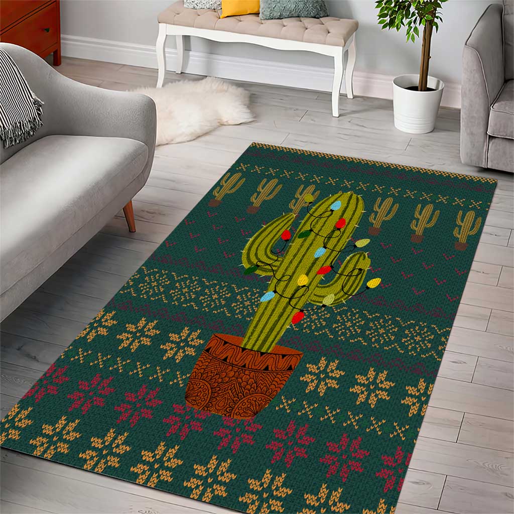 Cactus Christmas Area Rug Xmas Holiday Patterns - Wonder Print Shop