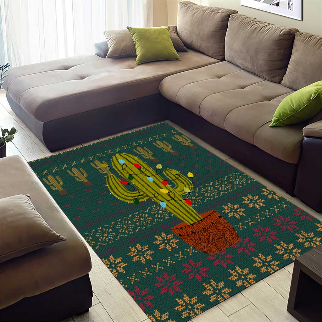 Cactus Christmas Area Rug Xmas Holiday Patterns - Wonder Print Shop