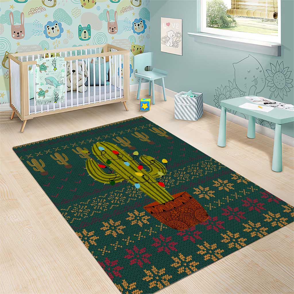 Cactus Christmas Area Rug Xmas Holiday Patterns - Wonder Print Shop