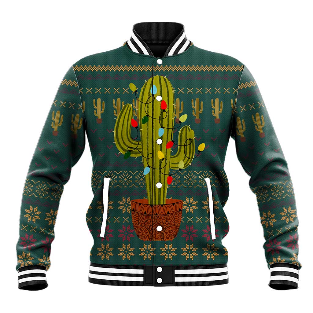 Cactus Christmas Baseball Jacket Xmas Holiday Patterns - Wonder Print Shop