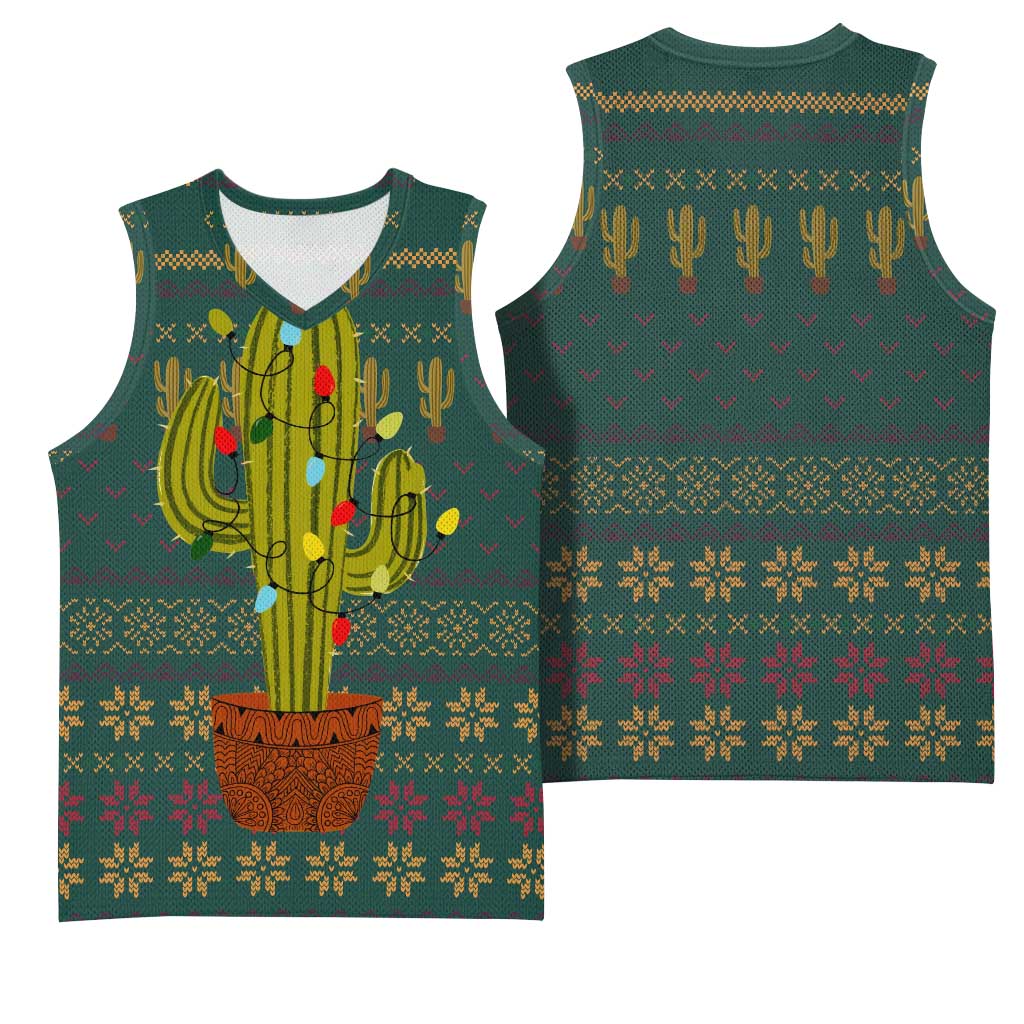 Cactus Christmas Basketball Jersey Xmas Holiday Patterns - Wonder Print Shop