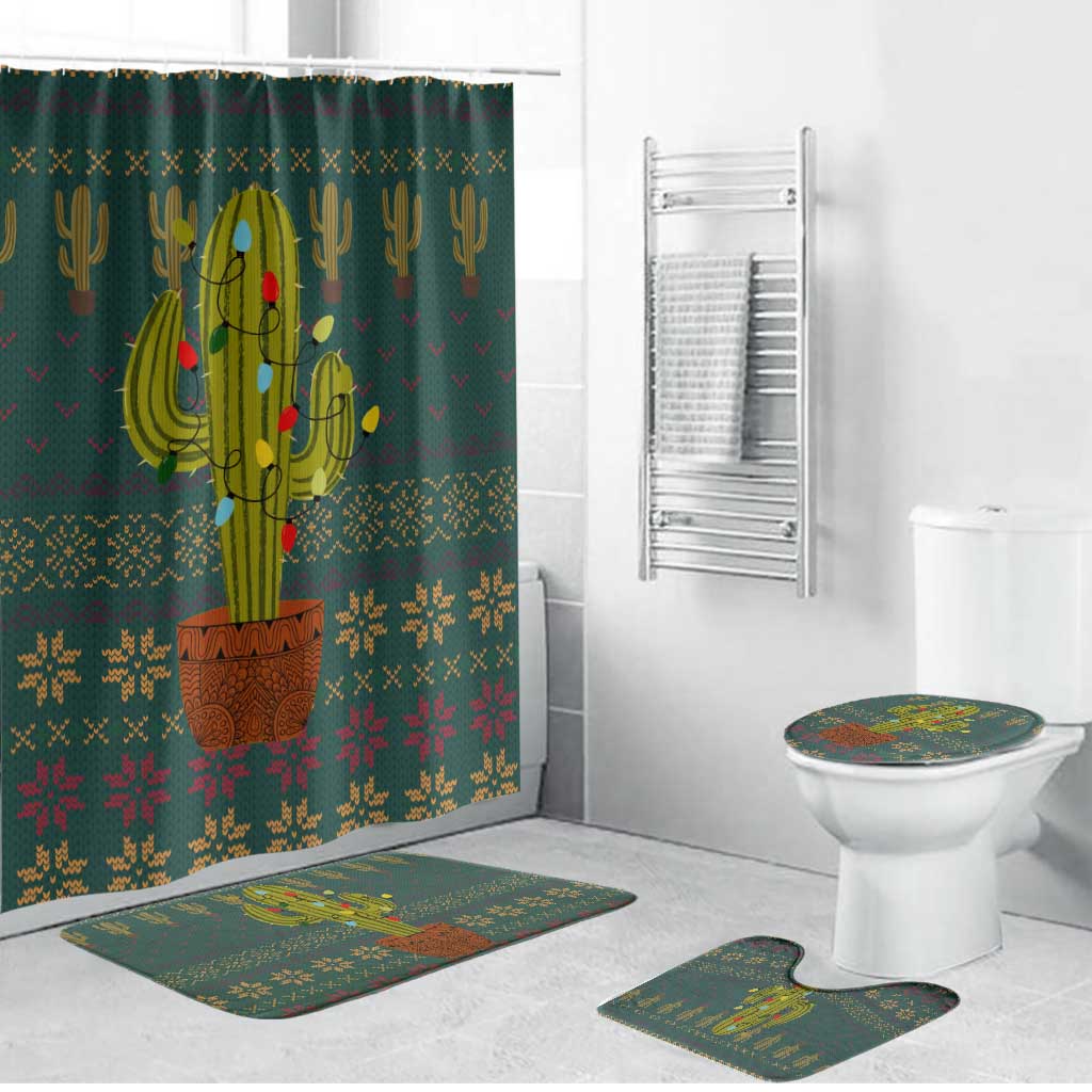Cactus Christmas Bathroom Set Xmas Holiday Patterns - Wonder Print Shop